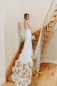 farmhouse bridal portrait on staircase- strathmere bride
