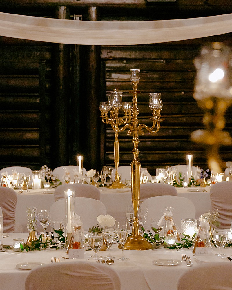 CHateau Montebello winter wedding reception details of table
