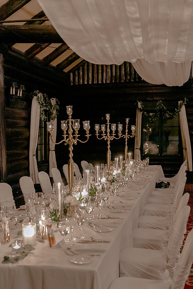 Chateau Montebello winter wedding reception details of table