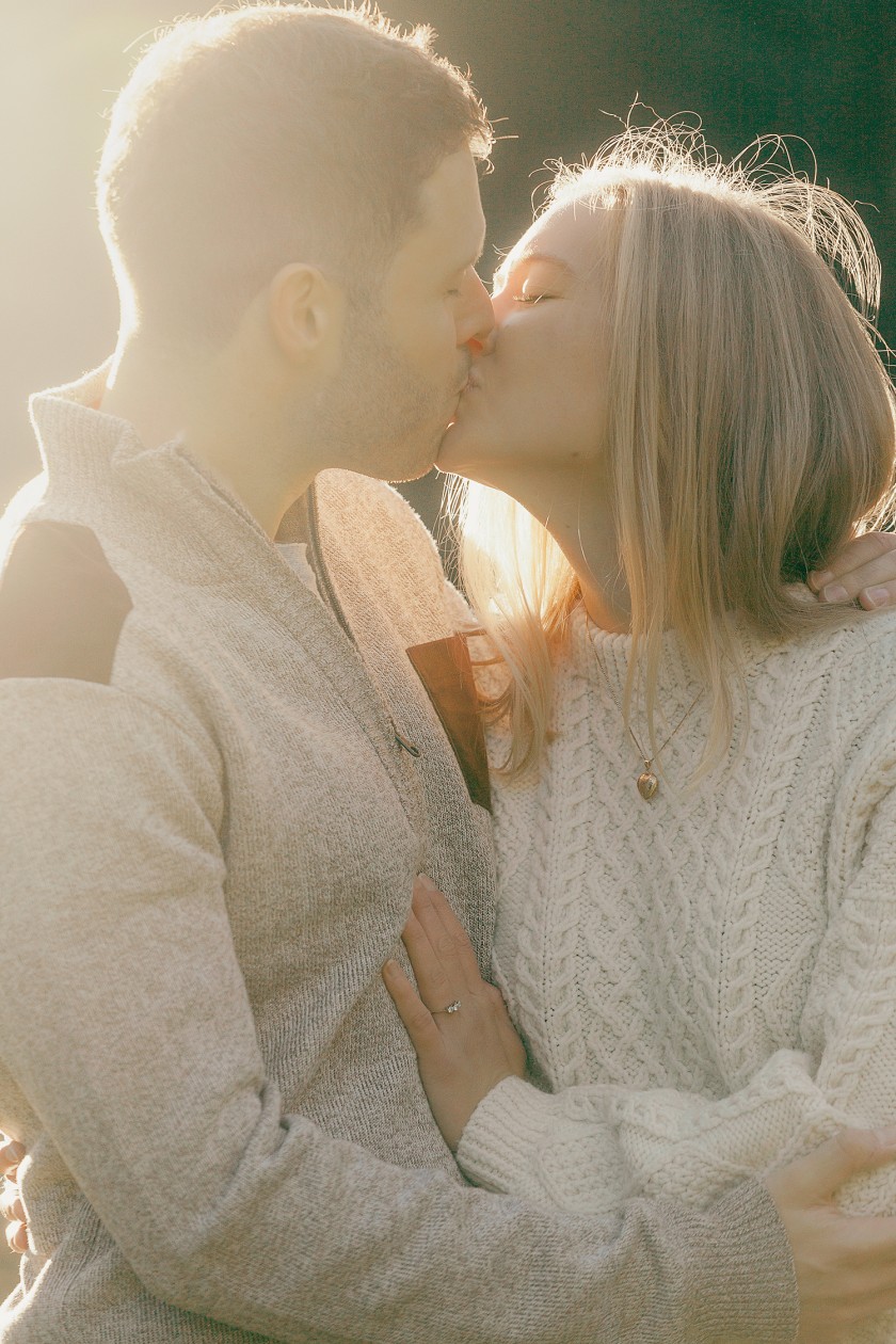 Couple emracing each other, Ottawa engagement candid