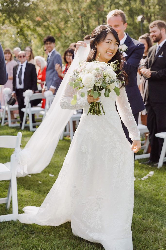 Wedding ceremony vows  at garden gazebo at chateau montebello 