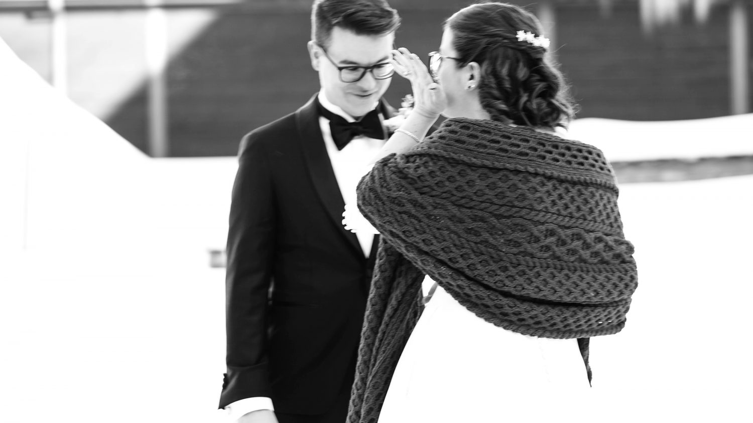 Eliane and Julien winter first look Château Montebello