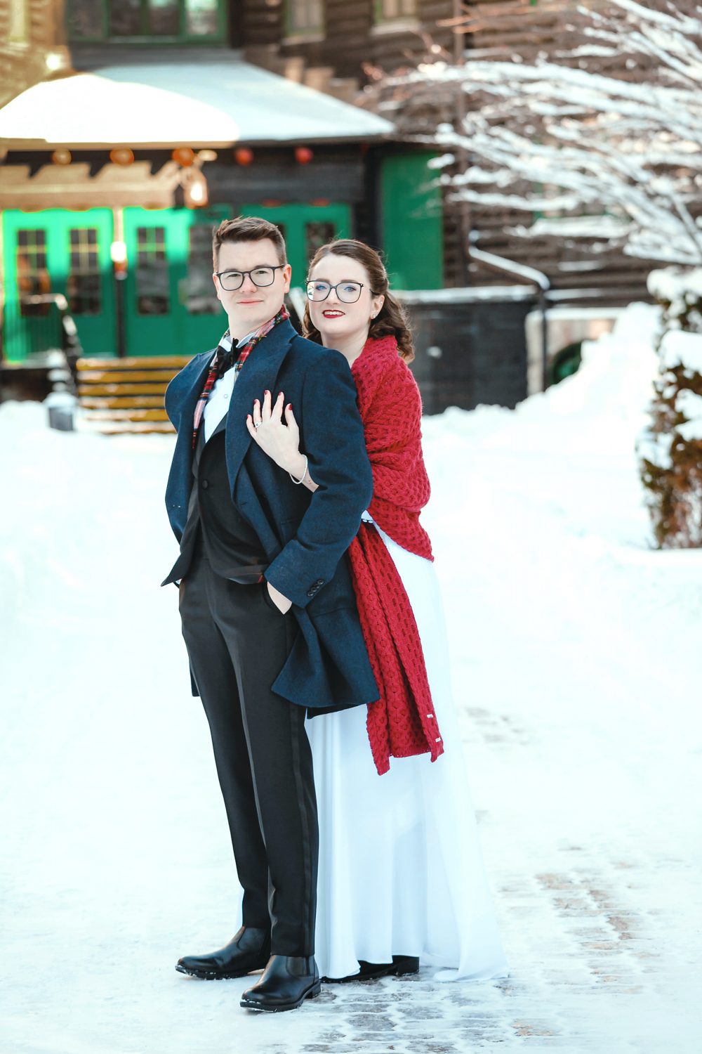Eliane and Julien wintercouple's wedding photo at chateau Montebello