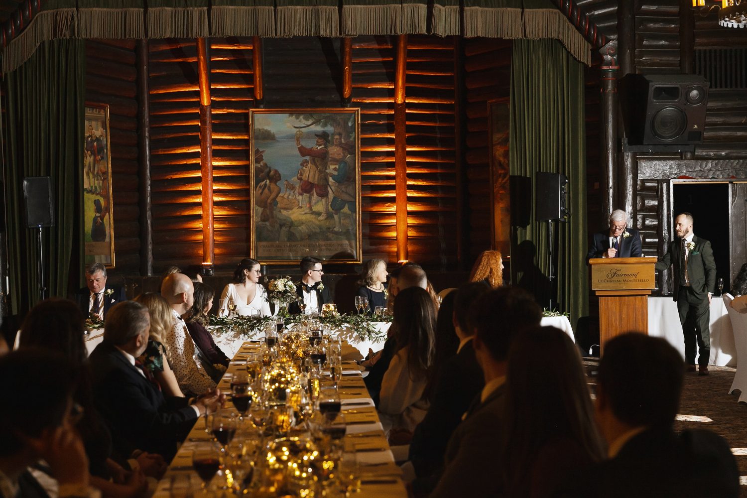 Winter wedding reception Canada Room Chateau Montebello