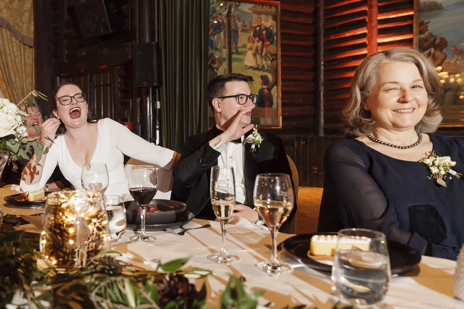 Winter wedding reception Canada Room Chateau Montebello