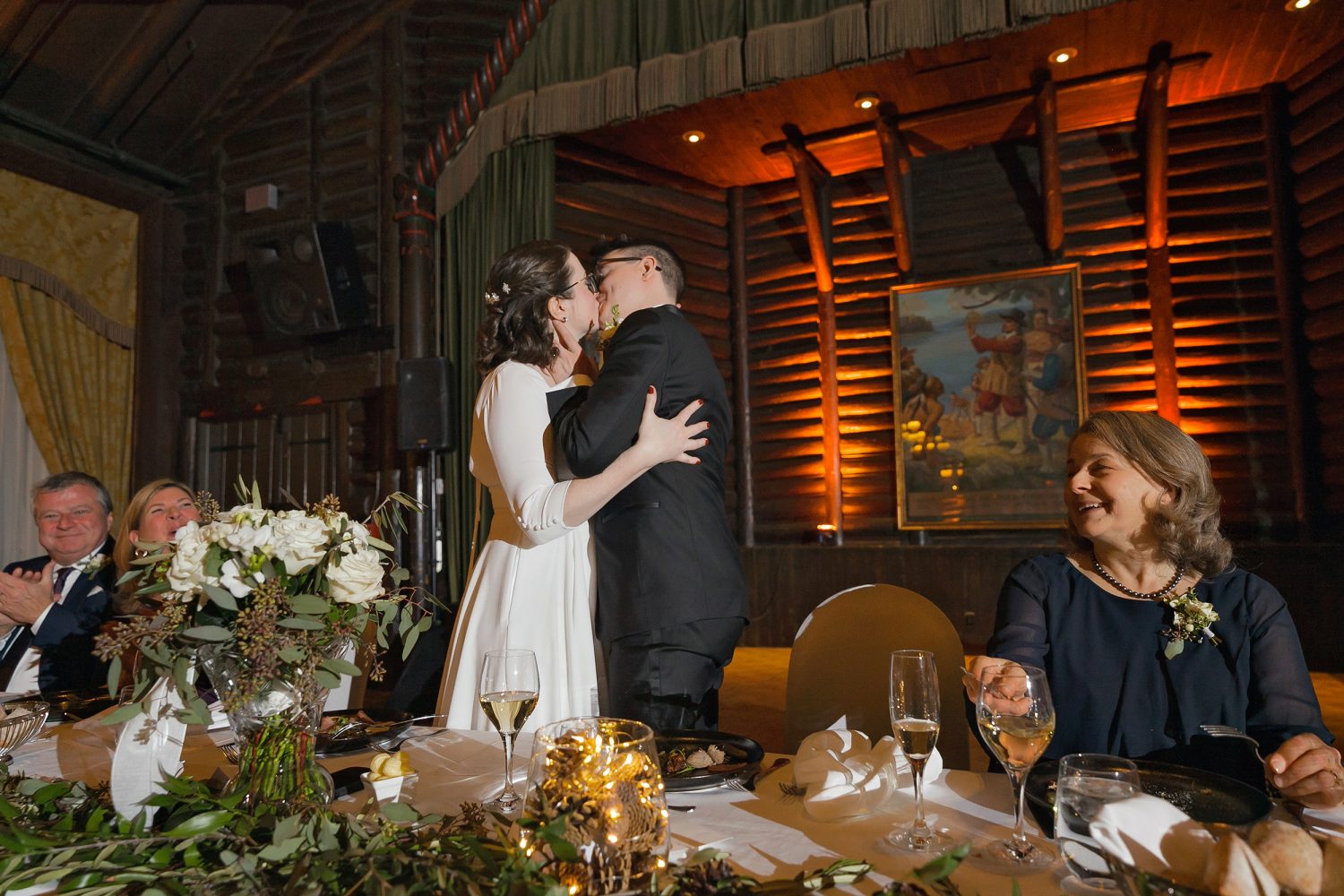 Winter wedding reception Canada Room Chateau Montebello