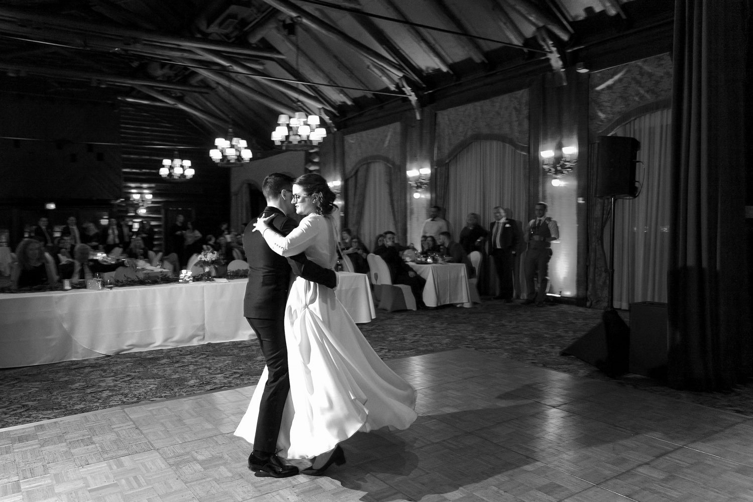 Winter wedding reception Canada Room Chateau Montebello